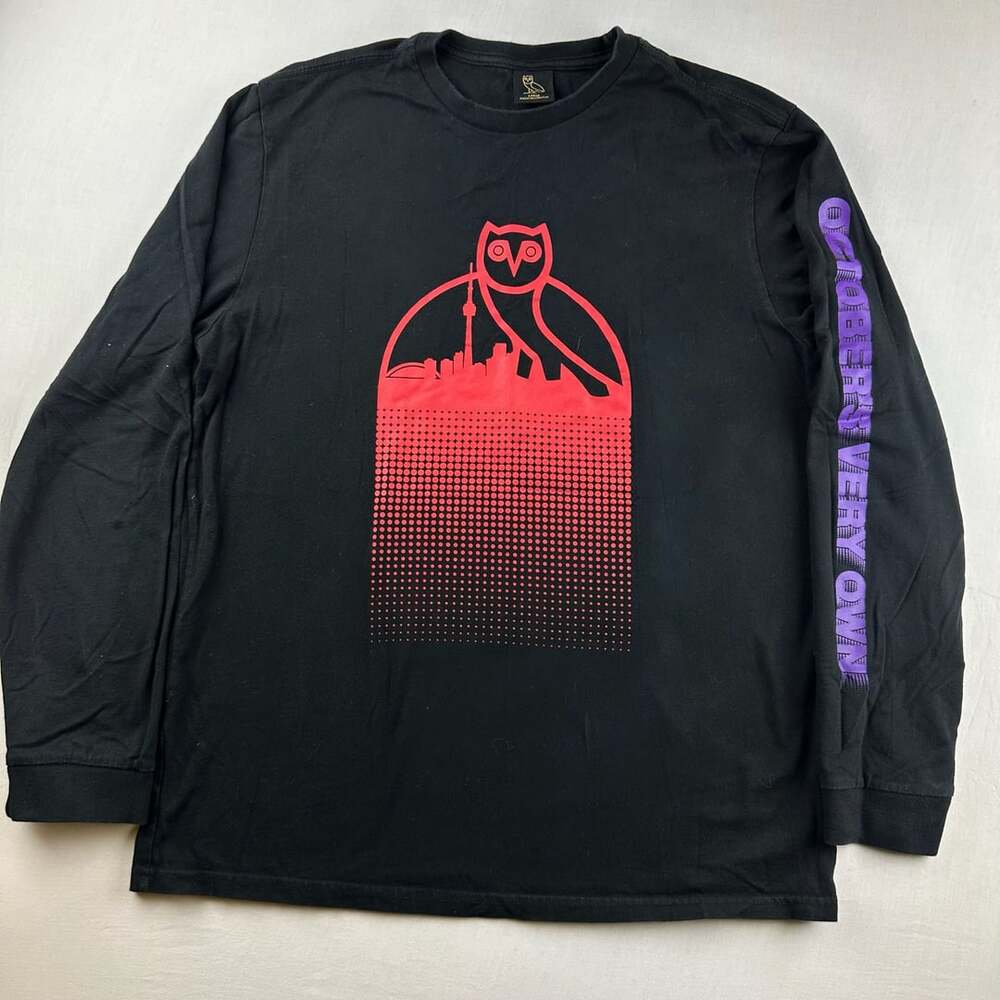 October's Very Own OVO Toronto Skyline Owl Long Sleeve Tee Black
